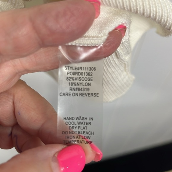 Coldwater Creek Womens Cardigan L White Tan Black 3/4 Sleeves Vneck Button Up - Picture 7 of 11